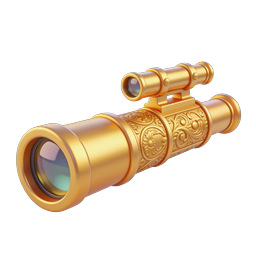 Ornate Golden Telescope Icon - 3D Rendered Spyglass