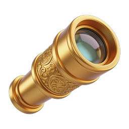 Golden Ornate Telescope Icon - 3D Realistic Style