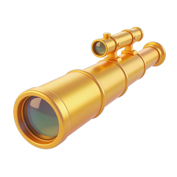 Golden Telescope Icon - 3D Realistic Optical Instrument