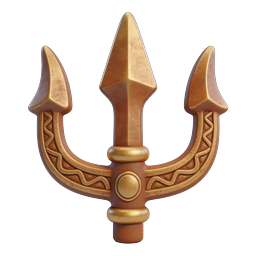 Goldener Dreizack 3D-Icon - Mythologisches Speer-Design