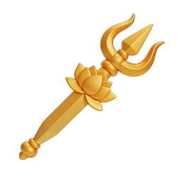 Ícone de tridente dourado com flor de lótus – símbolo de empoderamento