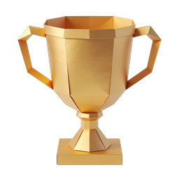 Icono de Copa de Trofeo Dorada - Diseño de Premio 3D Low-Poly