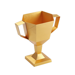Golden Trophy Award Icon - 3D Low-Poly Victory Cup