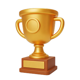 Golden Trophy Award Icon - 3D Champion Cup