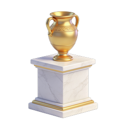 Golden Trophy on Marble Pedestal Award Icon