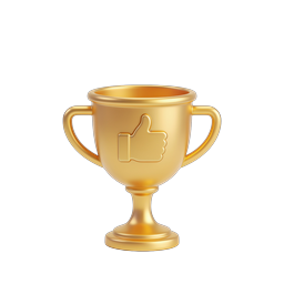 Golden Trophy with Thumbs Up Achievement Icon