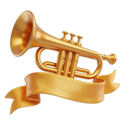 Golden Trumpet with Ribbon Banner Icon