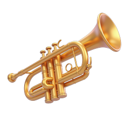 Golden Trumpet 3D Icon | Brass Instrument Music Symbol