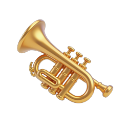 Golden Trumpet 3D Icon - Premium Brass Instrument