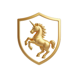 Golden Unicorn Shield Premium 3D Icon