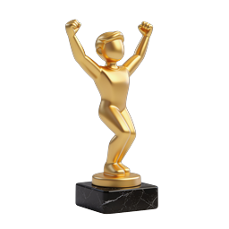 Golden Victory Trophy 3D Icon - Champion Award Statue