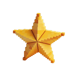 Golden Voxel Star Icon | 3D Block Star Design