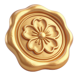 Golden Wax Seal with Flower Emboss | Premium Stamp Icon