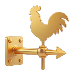 Golden Rooster Weathervane 3D Icon | Weather Direction