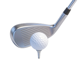 Ícone de Bola e Taco de Golfe - Renderização 3D Realista