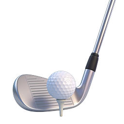 Golfschläger und Golfball Icon - Realistische 3D-Sportgrafik