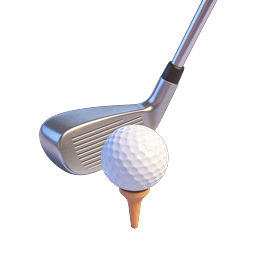 Golfschläger und Golfball Icon - 3D-Sportillustration