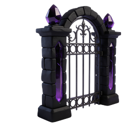 Gotisches Kristalltor-Icon - Dark Fantasy 3D-Render