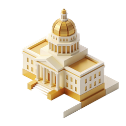 Elegant Government Building Icon in Gold and White
