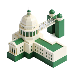 Stylized Government Building Icon in Cream and Green