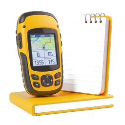 Dispositivo GPS portátil con cuaderno - Icono de navegación