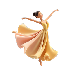 Ícone de Bailarina Graciosa - Ilustração 3D Elegante