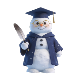 Adorable Graduate Snowman Icon - Winter Academic Character