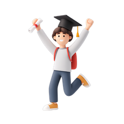 Graduation Celebration Icon - Joyful Graduate Holding Diploma