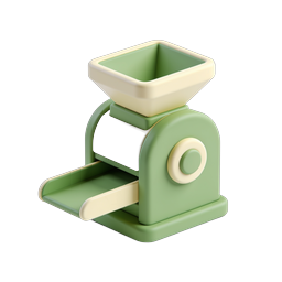 3D Grain Mill Grinder Icon - Pastel Green Design
