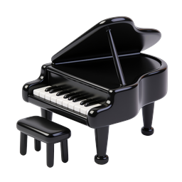 3D Glossy Grand Piano Icon - Musical Instrument Design