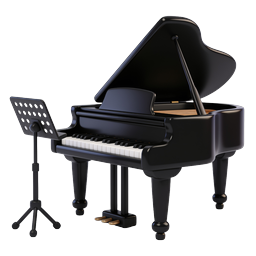 Grand Piano 3D Illustration Icon | Musical Instrument