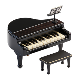 Miniature Grand Piano Icon - Elegant 3D Music Instrument