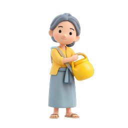Icono de personaje 3D de una abuela encantadora