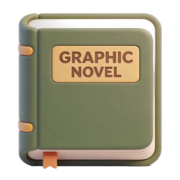Graphic Novel Book Icon - 3D Clay Style Library Symbol
