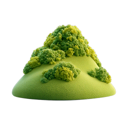 Grassy Hill with Bushes 3D Icon | Nature Landscape