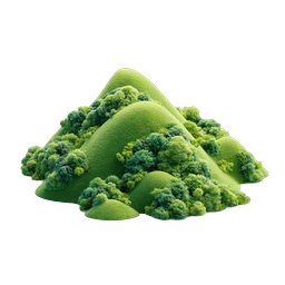 Grassy Hills Landscape 3D Nature Icon