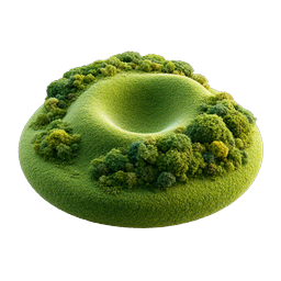 Grassy Toroid Island with Miniature Trees | 3D Nature Icon