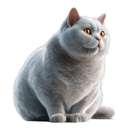 Gray British Shorthair Cat Icon - Realistic Pet Illustration
