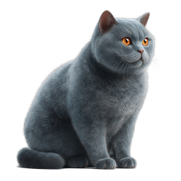 Realistic Gray Cat Sitting Icon | British Shorthair