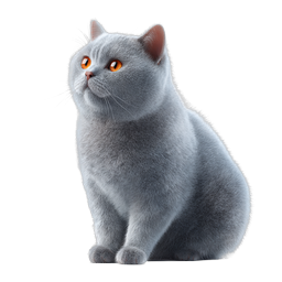 Realistic Gray Cat Icon - British Shorthair Illustration