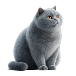 Gray British Shorthair Cat Sitting Icon