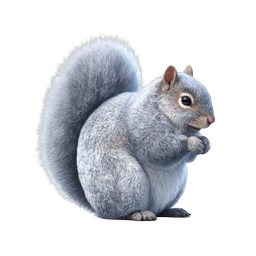 Gray Squirrel Realistic 3D Animal Icon - Wildlife Nature Design