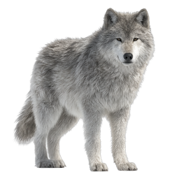 Realistic Gray Wolf Standing Wildlife Icon
