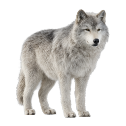 Realistic Gray Wolf Standing - Wildlife Animal Icon