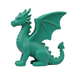 Green 3D Dragon Icon - Cute Fantasy Creature Illustration