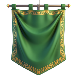 Green Royal Banner Flag with Gold Ornate Border Icon