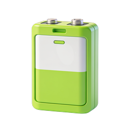 Green 3D Battery Icon - Eco-Friendly Power Symbol