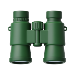 Green Binoculars Icon - 3D Realistic Observation Tool