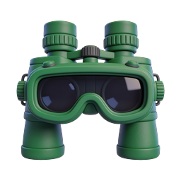Green Binoculars Icon - 3D Rendered Optics Illustration