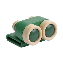 Green Binoculars Icon | 3D Exploration & Travel